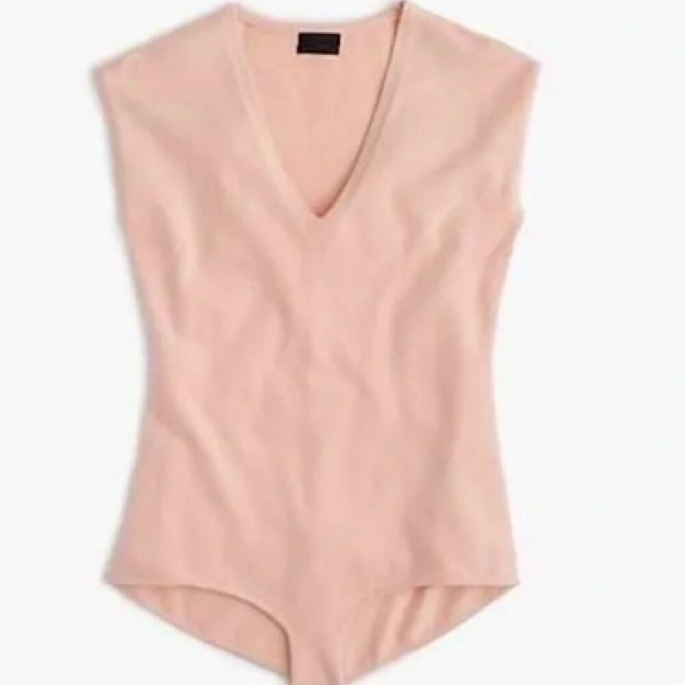 NWOT J.Crew Collection Featherweight Cashmere Cap Sleeve Pink Bodysuit S